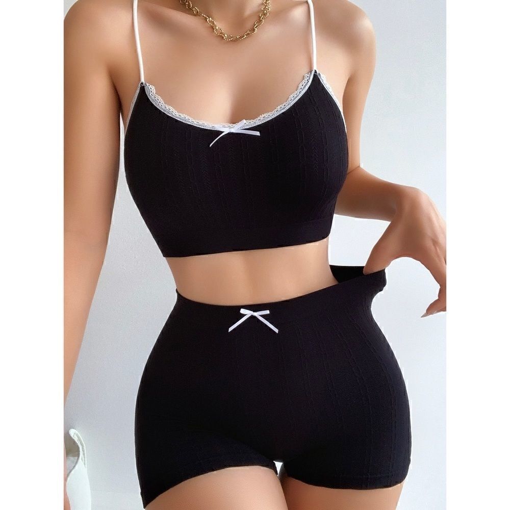 LUXE Sexy Seamless Loungewear Set - BLACK